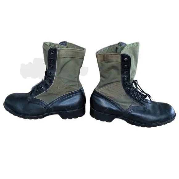 Vintage Men's Military Issue Green/Black Combat Boots - Size 8 - Picture 2 of 11